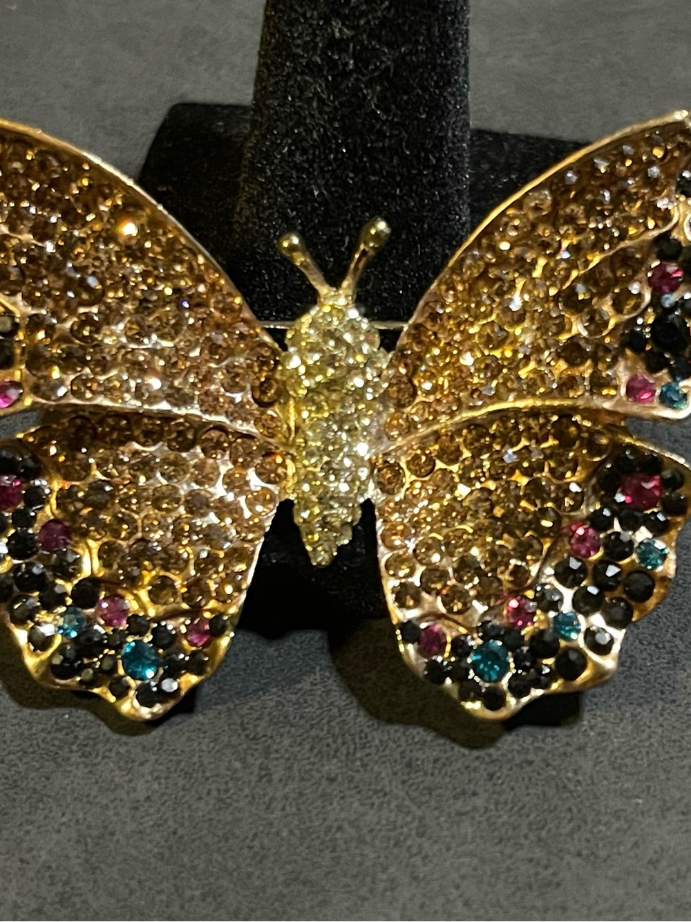 NWOT Butterfly Pin Brooch Encrusted Multi-Tone Rhinestone/ 19g -2.5” W x 1.5”L